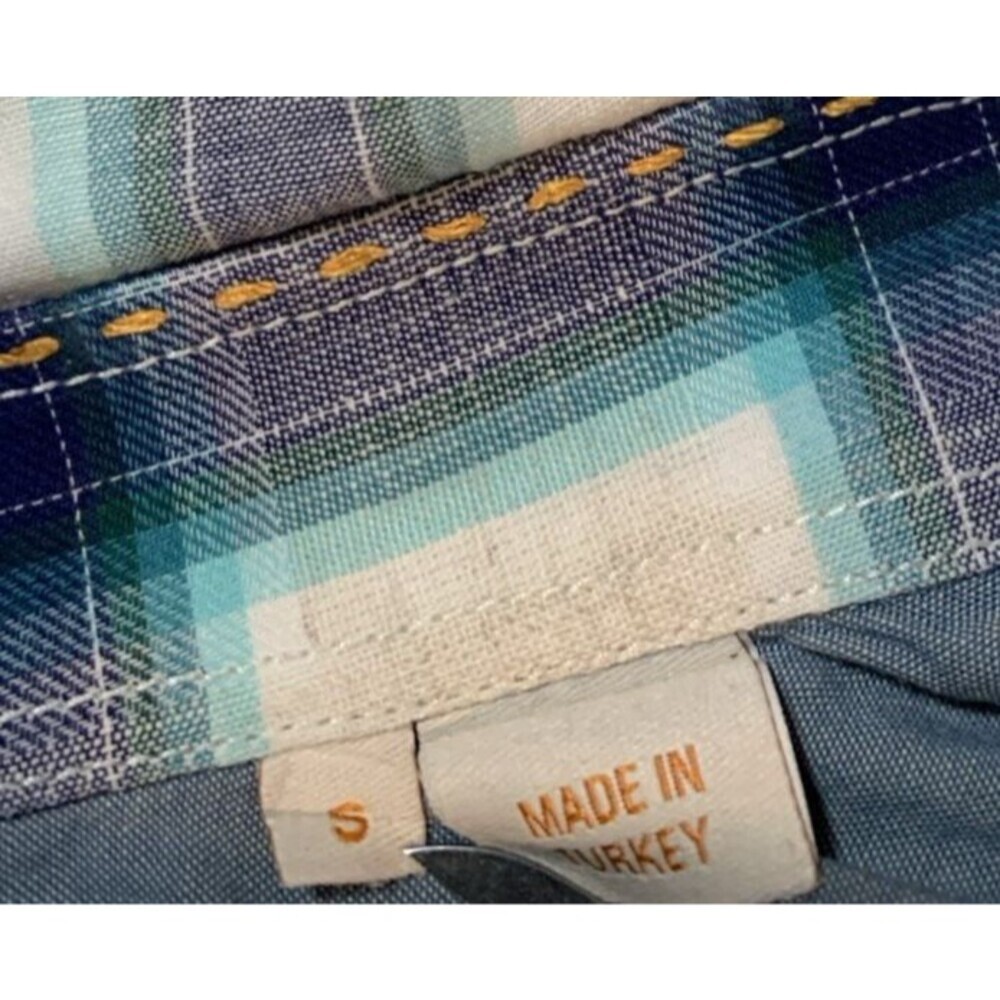 Boss Orange Hugo Boss Turn Back Cuffs S Blue/White Plaid Cotton Linen Blend - Picture 11 of 16